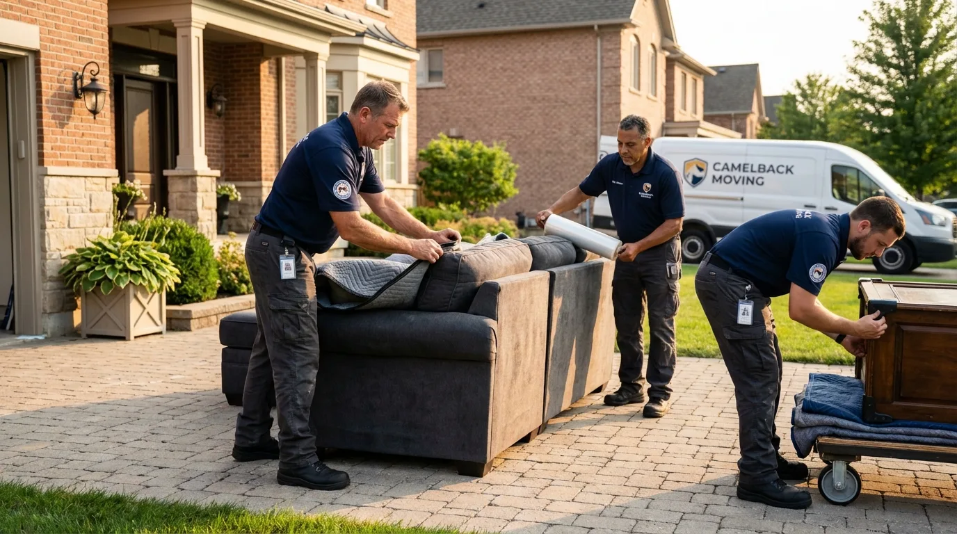 Large estate moving crew wrapping furniture in Seymour, CT